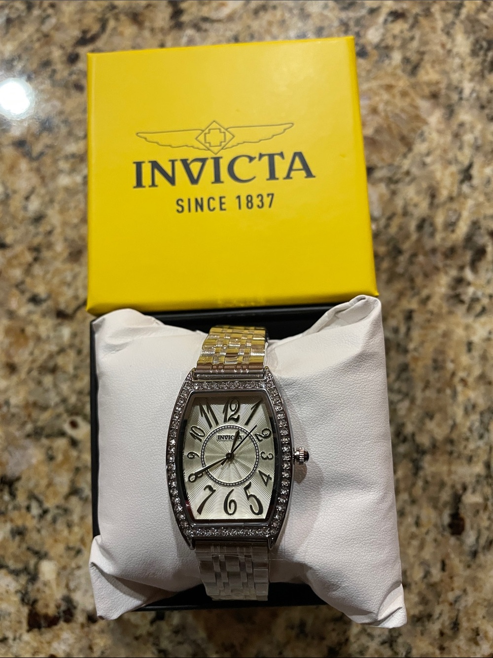 Invicta Wildflower Silver Tonneau Watch with Crystal Bezel
